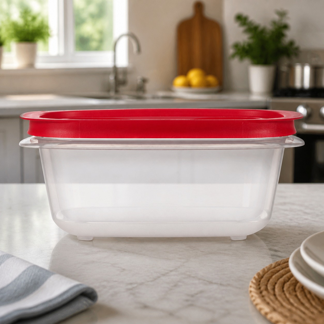 Meal Prep Easy - Rode rechthoekige voedselopslagcontainer met makkelijk te