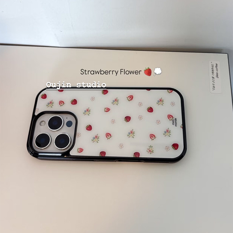 Strawberry Huller - Koreaanse Ins Aardbeien Bloemen Telefoonhoesje voor