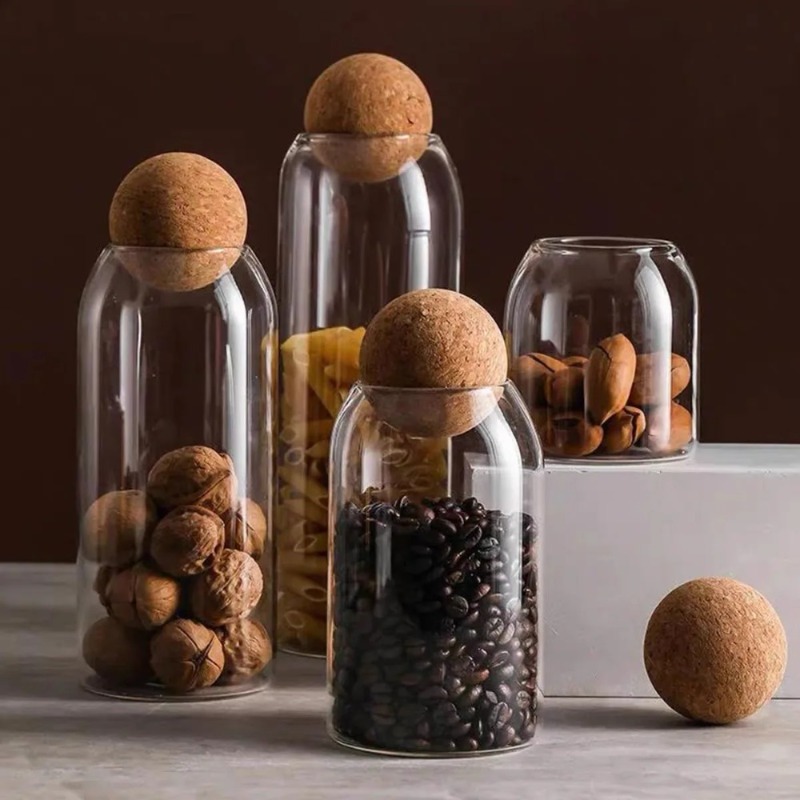 Spice Jar Labels - Glazen voorraadpotten met bolvormige kurkstop voor