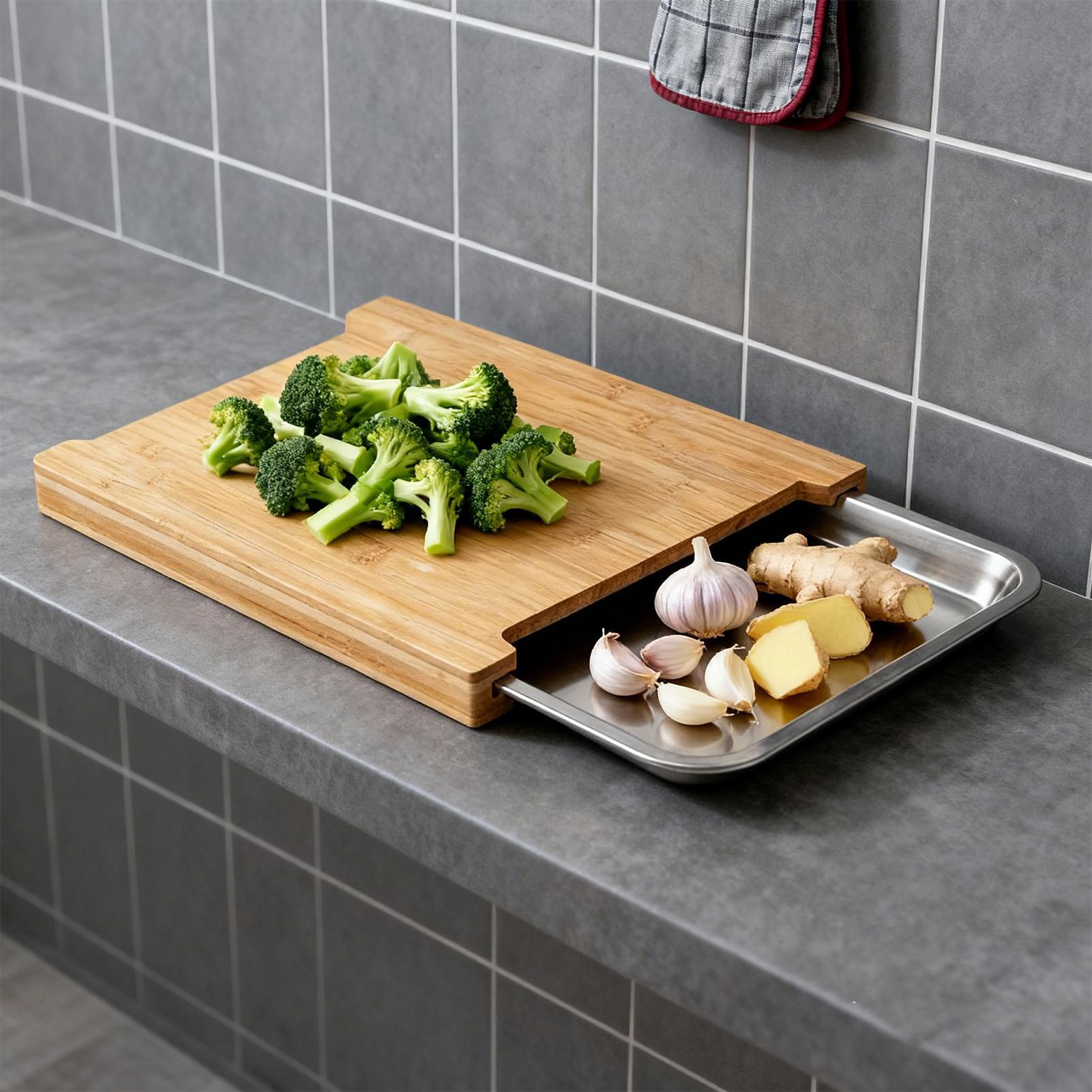 Meal Prep Food - Houten snijplank, antislip, voor het bereiden