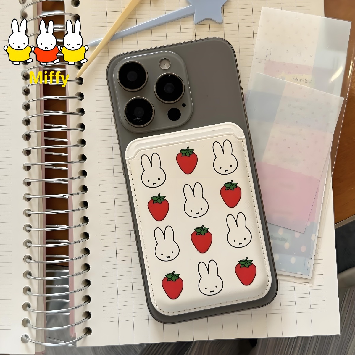 Strawberry Huller - Kawaii Miffy Konijn Magnetische Kaarthouder Leuke