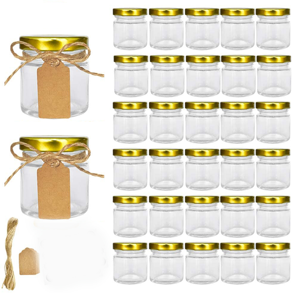 Spice Jar Labels - Glazen potten met gouden deksels, mini-mason-potten