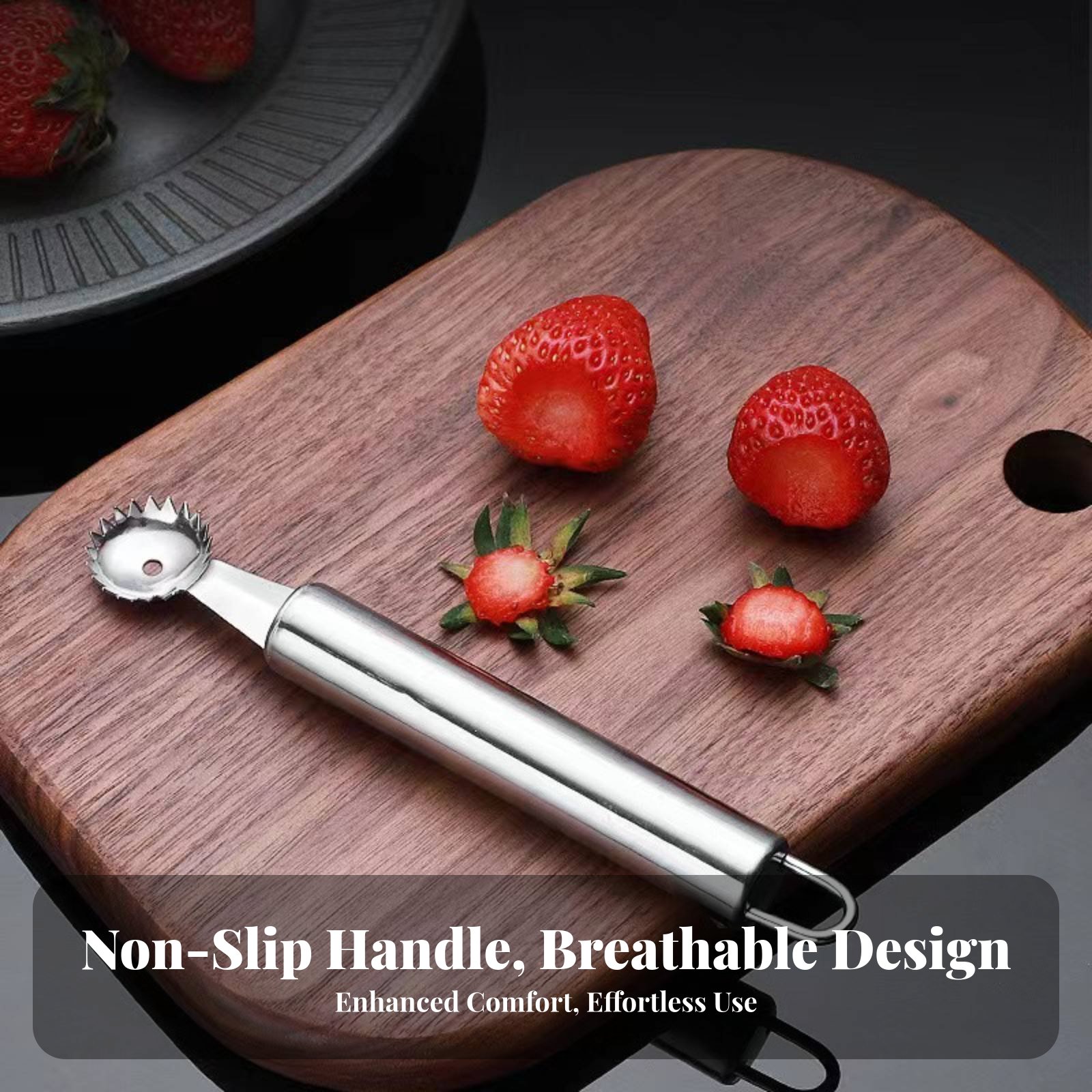 Strawberry Huller - Aardbeienpitter Multifunctioneel tomatenextractor Fruitextractor Lepel Gemakkelijk