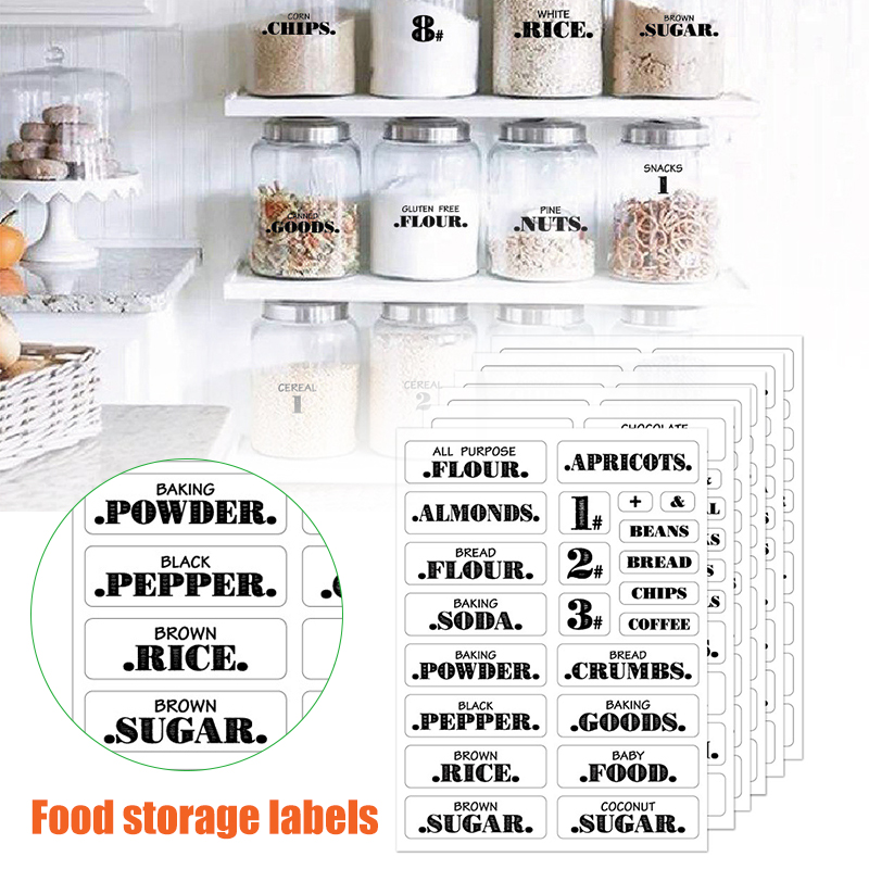 Spice Jar Labels - 132Pcs Keuken Voedsel Stickers Waterdicht Voedsel
