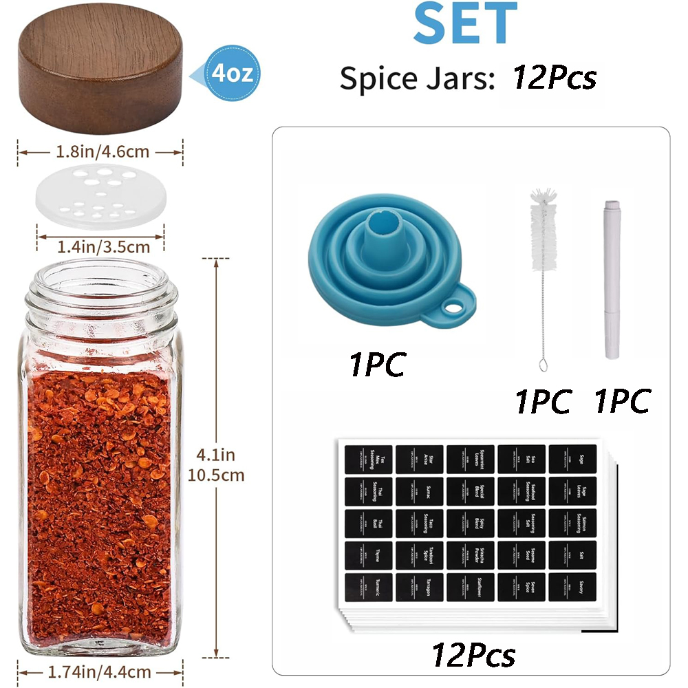 12 Stuks Glazen Kruidenpotjes  - Spice Jar Labels recensie en prijs