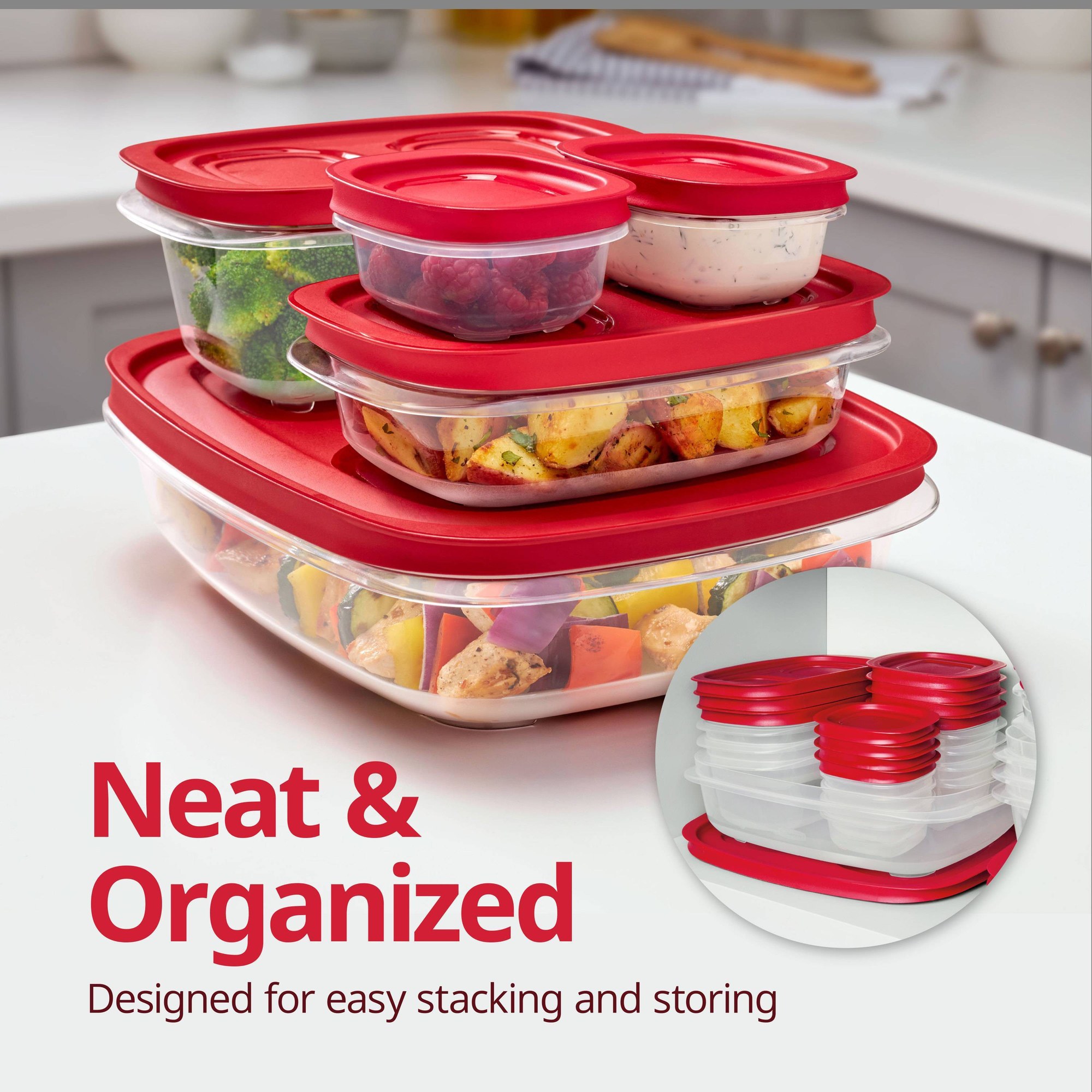 Rode rechthoekige voedselopsla - Meal Prep Easy recensie en prijs