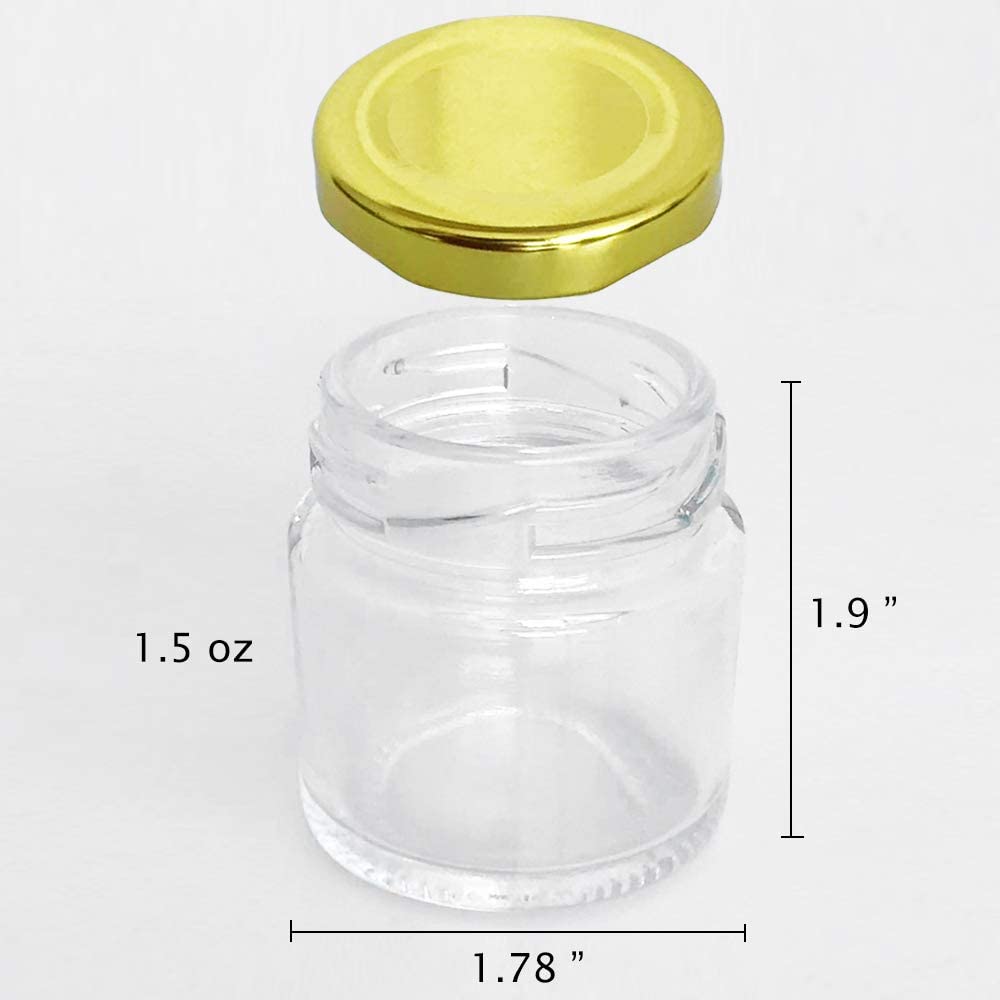 Glazen potten met gouden dekse - Spice Jar Labels recensie en prijs